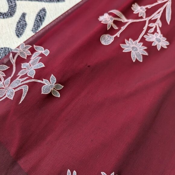 Vintage Y2K Red Floral Mesh Maxi Dress Ezen Small - Picture 6 of 11